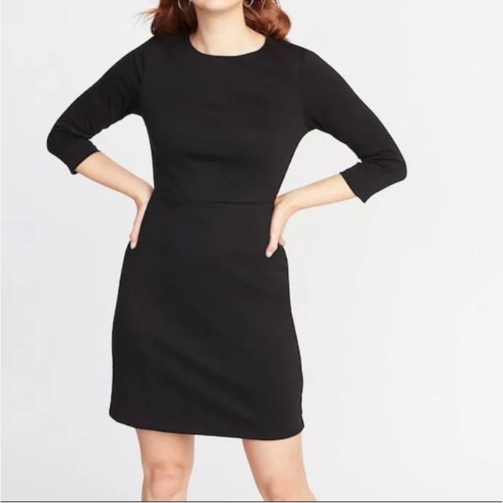 Old Navy Black Sheath Dress 3/4 Sleeves